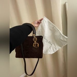Vintage Christian Dior Medium Lady Dior in Suede